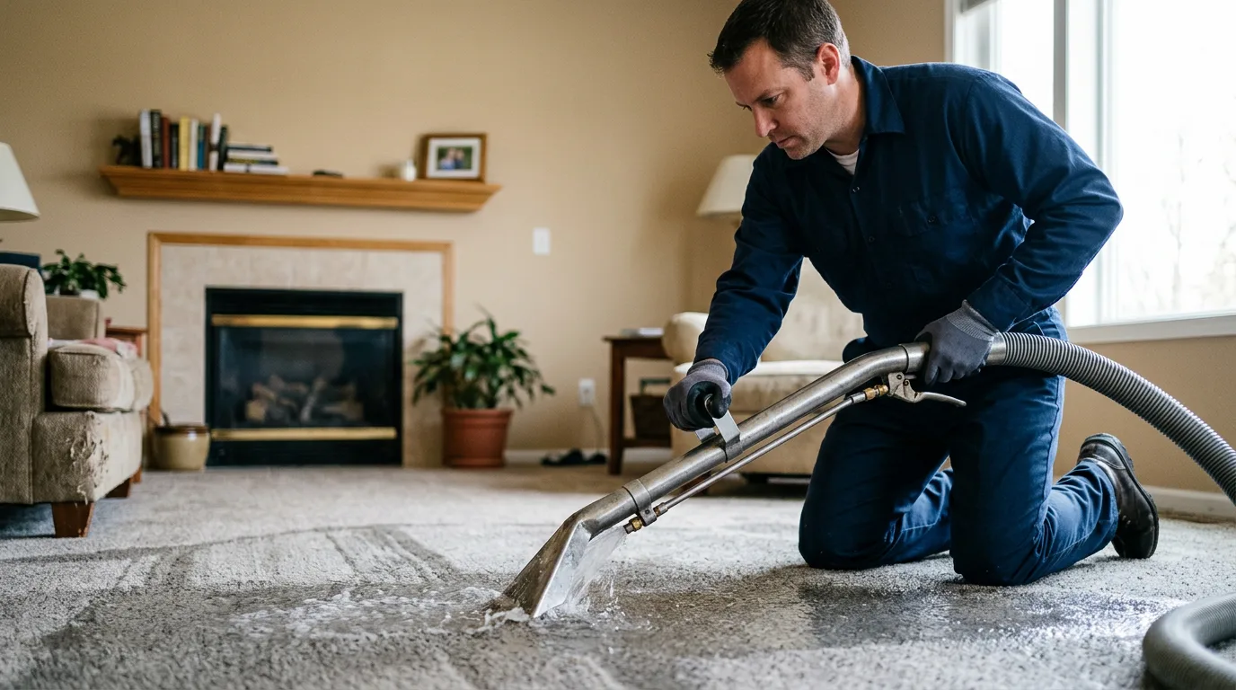 Water damage restoration technician working near Pleasanton, TX